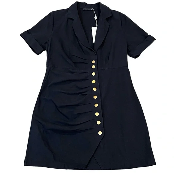 Final Touch | Dresses | Final Touch Bohme Black Dress Button Front Ruching  Size Large 0 Cotton | Poshmark